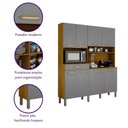 Ver imagem 4 de Armário de Cozinha Âmbar 8 Portas 1 Gaveta Mobilihouse Cinamomo/cinza Acetinado