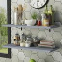 Ver imagem 1 de Kit 2 Prateleiras Suspensas para Cozinha Madesa 80 Cm com Mão Francesa - Cinza