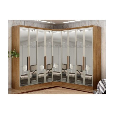 Modulado Closet Completo Espelhado 9 Portas 6 Gavetas - Linea-cumaru - Móveis Novo Horizonte