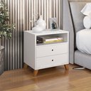 Ver imagem 4 de KIT 2 CRIADOS DE CABECEIRA RETRO PES PALITO 2 GAVETAS BRANCO