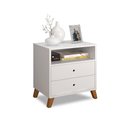 Ver imagem 3 de KIT 2 CRIADOS DE CABECEIRA RETRO PES PALITO 2 GAVETAS BRANCO