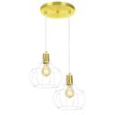 Ver imagem 1 de Lustre Pendente Duplo Aladim Aramado Branco Com Dourado