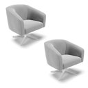 Ver imagem 1 de Kit 02 Poltronas Giratória Stella Suede Cinza Base Cromada - D’Rossi