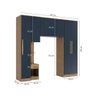 Quarto Modular Kappesberg Adapt Nogueira/azul Profundo 4 Peças 247cm - 3