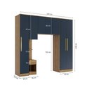 Ver imagem 3 de Quarto Modular Kappesberg Adapt Nogueira/azul Profundo 4 Peças 247cm