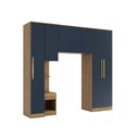Ver imagem 1 de Quarto Modular Kappesberg Adapt Nogueira/azul Profundo 4 Peças 247cm