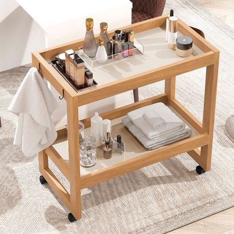 Carrinho Multiuso Com Rodizios e Prateleira Ambiente Madeira Salão Cozinha - Cores - Comprar Moveis 