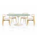 Ver imagem 3 de Mesa de Jantar Saarinen Oval 198x122 Cm Tampo Mármore Verde da Vinci & Base Off White