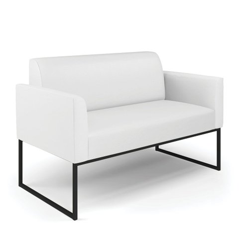 Sofá Namoradeira Base Industrial Preto Marisa Corino Branco D03 - D'Rossi