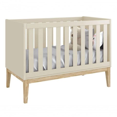 Berço Americano Classic New Areia Fosco com Natural - Moveisaqui