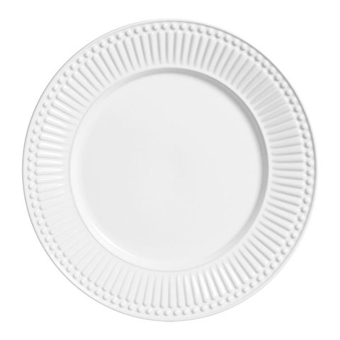 Prato Raso Porto Brasil Roma Branco 26cm Cerâmica Faiança Relevo Clássico