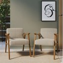 Ver imagem 1 de Kit 2 Poltronas Decorativas Madeira Maciça Jequitibá Assento com Persintas Elásticas Ravena