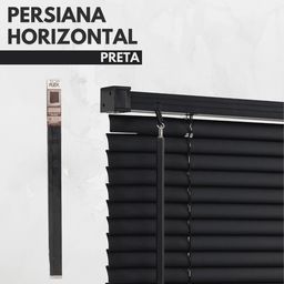 Persiana Horizontal Pvc 25mm Block Luxo 100larg X 220alt Preta - Quarto/sala/ Escritório/cozinha/lav - 6 Persiana Horizontal Pvc 25mm Block Luxo 100larg X 220alt Preta - Quarto/sala/ Escritório/cozinha/lav - 6
