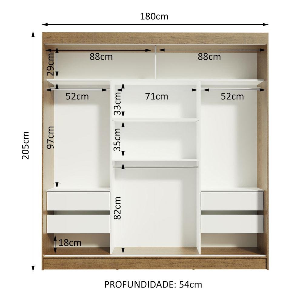 Guarda-roupa Casal Madesa Reno 3 Portas de Correr com Espelho - 10