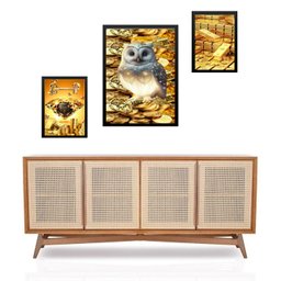 Set 3 Quadros Arquétipos Prosperidade Riqueza - com Vidro:moldura Preta - 1