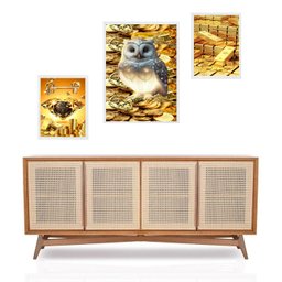 Set 3 Quadros Arquétipos Prosperidade Riqueza - com Vidro:moldura Preta - 2