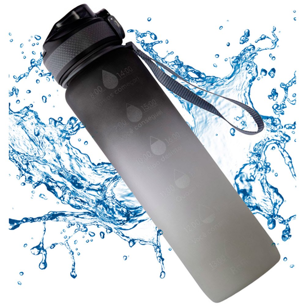 Garrafa Squeeze De Plástico 1 Litro Degradê Fitness Água Academia BPA Free - Preto - 3