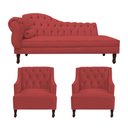Ver imagem 1 de Kit Divã Cancun 185 Cm Braço Direito + 2 Poltronas Genesis Vermelho