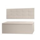 Ver imagem 1 de Kit Cabeceira Painel e Calçadeira Baú Casal 1,40m Roma Material Sintético Bege Dal Poz Estofados