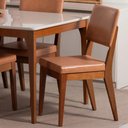 Ver imagem 2 de Conjunto com 2 Cadeiras de Madeira Maciça Estofada Ella - Natural C/ Pu Caramelo
