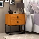 Ver imagem 2 de Conjunto 2 Criados Estilo Industrial com Puxadores de Couro