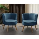 Ver imagem 1 de Kit 2 Poltronas Para Sala Decorativa Isa Suede Azul Adonai Estofados