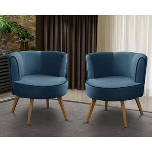 Kit 2 Poltronas Para Sala Decorativa Isa Suede Azul Adonai Estofados