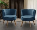 Ver imagem 1 de Kit 2 Poltronas Para Sala Decorativa Isa Suede Azul Adonai Estofados