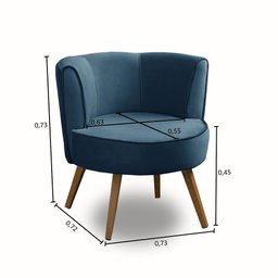 Kit 2 Poltronas Para Sala Decorativa Isa Suede Azul Adonai Estofados - 3