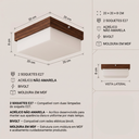 Ver imagem 4 de Luminária Plafon Sobrepor Madeira Acrílico 20x20 Franja MDF Estrutura Imbuia