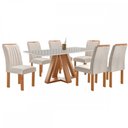 Ver imagem 2 de Mesa de Jantar 6 Lugares Kyra/Arizona com Vidro Cinamomo/Off White/Suede Bege - Cel Móveis