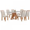 Mesa de Jantar 6 Lugares Kyra/Arizona com Vidro Cinamomo/Off White/Suede Bege - Cel Móveis - 2