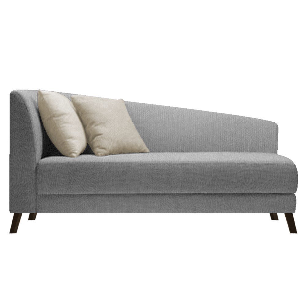 Recamier Heitor 140cm com Almofada Lado Direito Suede Cinza/Bege