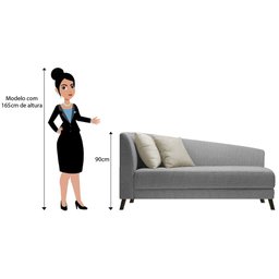 Recamier Heitor 140cm com Almofada Lado Direito Suede Cinza/Bege - 3
