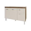 Ver imagem 1 de Balcão Armário Gabinete para Pia de Cozinha 118 Cm Aline 3 Portas e 1 Gaveta Off White