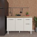 Ver imagem 6 de Balcão Armário Gabinete para Pia de Cozinha 118 Cm Aline 3 Portas e 1 Gaveta Off White