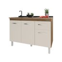 Ver imagem 7 de Balcão Armário Gabinete para Pia de Cozinha 118 Cm Aline 3 Portas e 1 Gaveta Off White