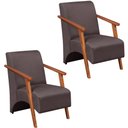 Ver imagem 1 de Kit 2 Poltrona Venus 1 Lugar Braço Madeira Maciça Tecido Suede Unidecor Marrom