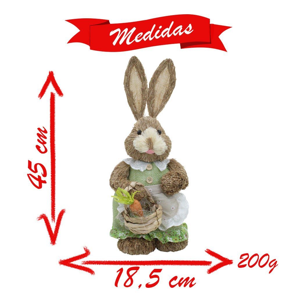 Casal De Coelhos De Páscoa Decoração Enfeite Coelhinhos - 45cm - 3