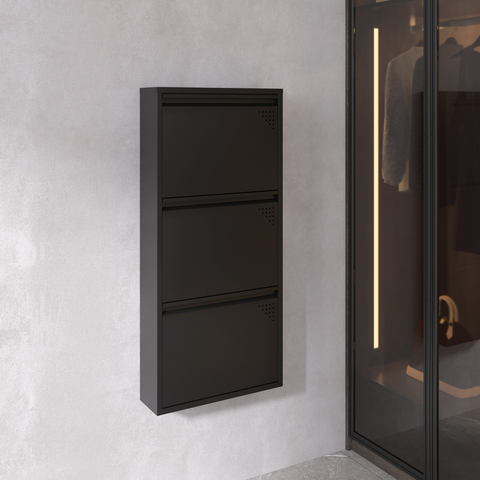 Sapateira Basculante 3 Gavetas Home Office Preto