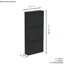 Ver imagem 3 de Sapateira Basculante 3 Gavetas Home Office Preto