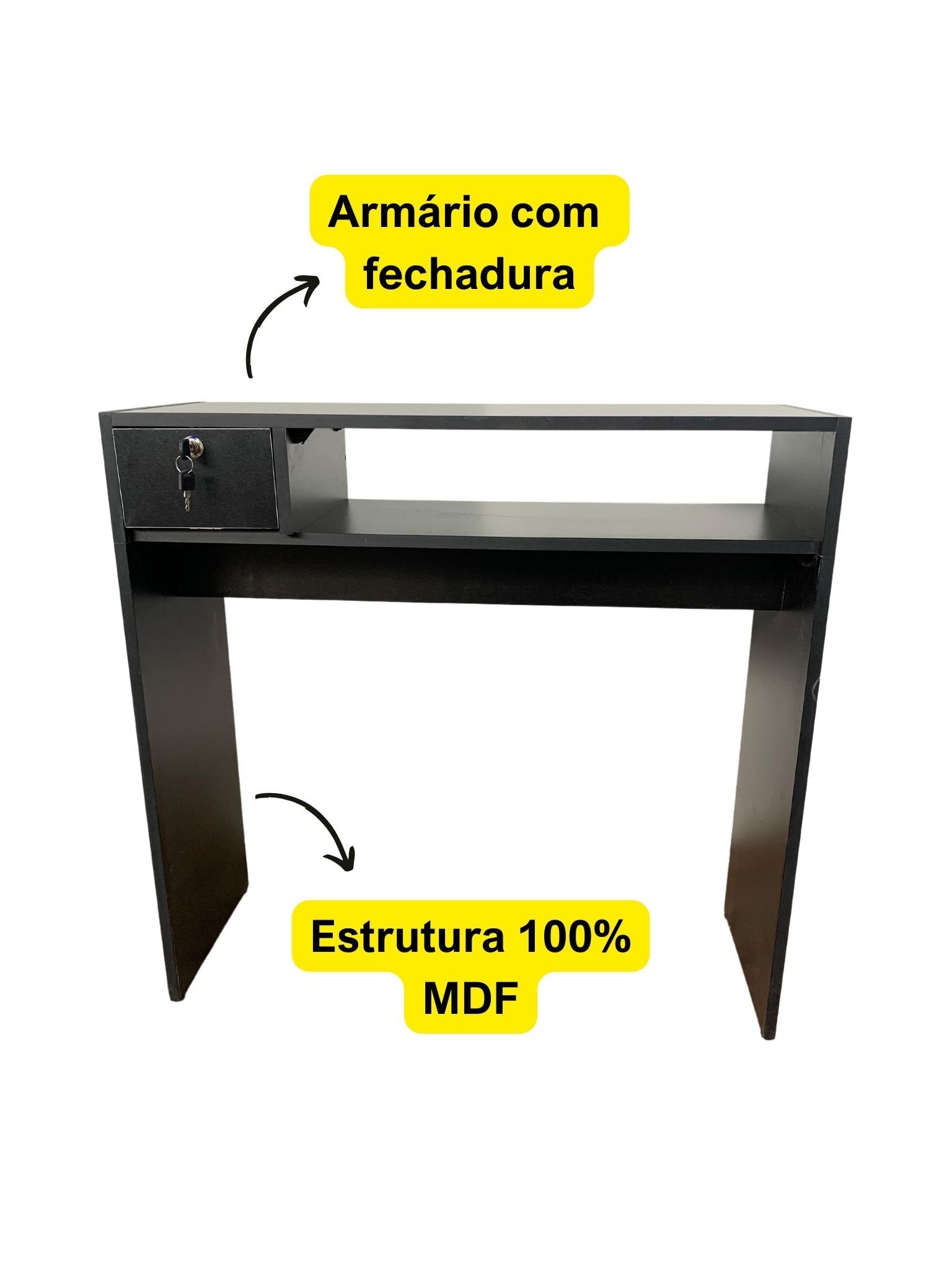 Mesa Aparador MDF Preto Armário Para Café Estudos Decoração - 3