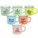 Ver imagem 1 de Kit 6 Canecas Porcelana Vintage Retrô Frases 80ml