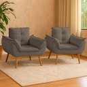 Ver imagem 2 de Kit 02 Poltrona Opala Cadeira para Sala e Quarto Confortável e Reforçada Clínica e Recepção Suede