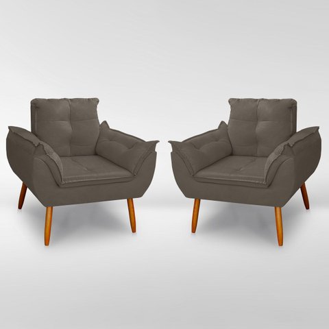 Kit 02 Poltrona Opala Cadeira para Sala e Quarto Confortável e Reforçada Clínica e Recepção Suede