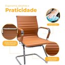 Ver imagem 4 de Cadeira de Escritório Interlocutor Fixa Baixa Stripes Esteirinha Charles Eames Eiffel Caramelo