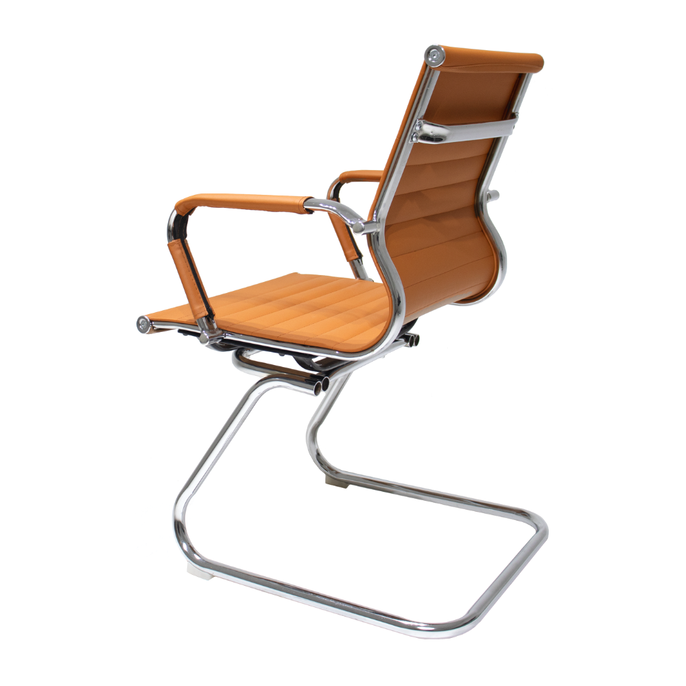 Cadeira De Escritório Interlocutor Fixa Baixa Stripes Esteirinha Charles Eames Eiffel Caramelo - 5