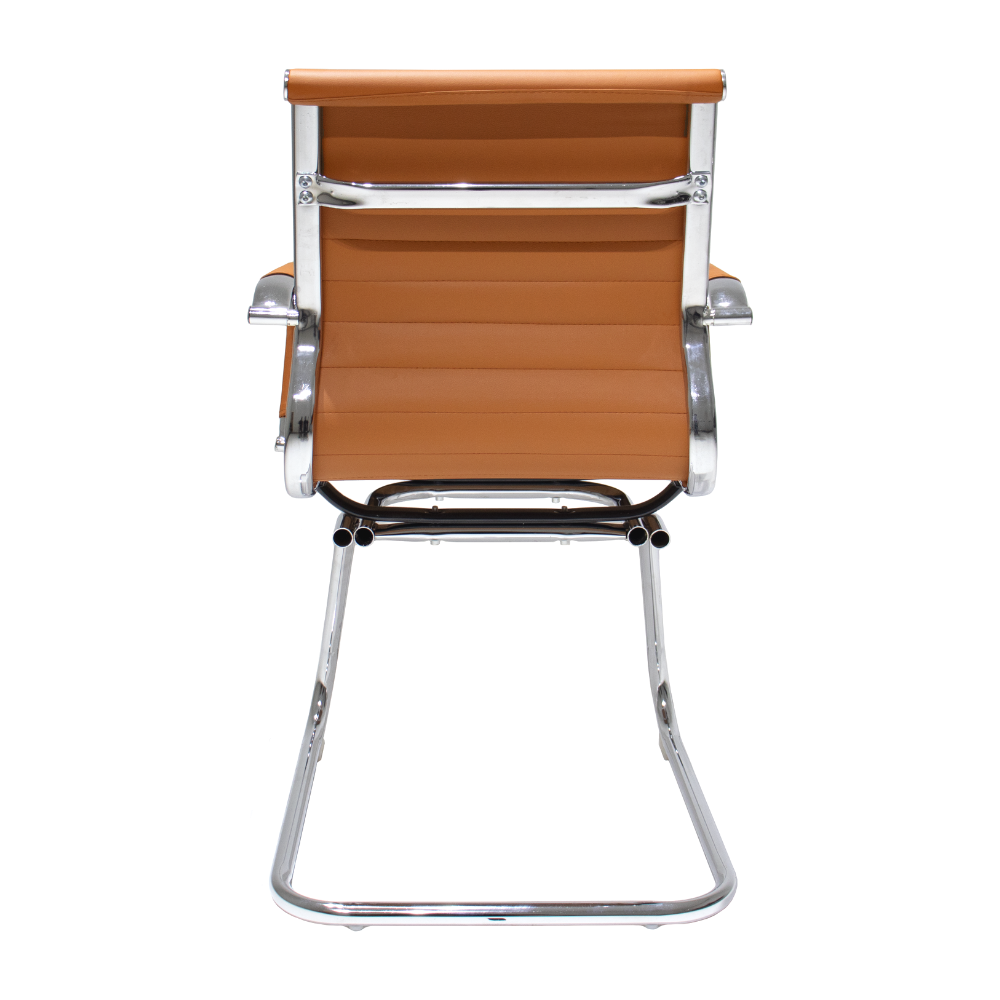 Cadeira De Escritório Interlocutor Fixa Baixa Stripes Esteirinha Charles Eames Eiffel Caramelo - 6