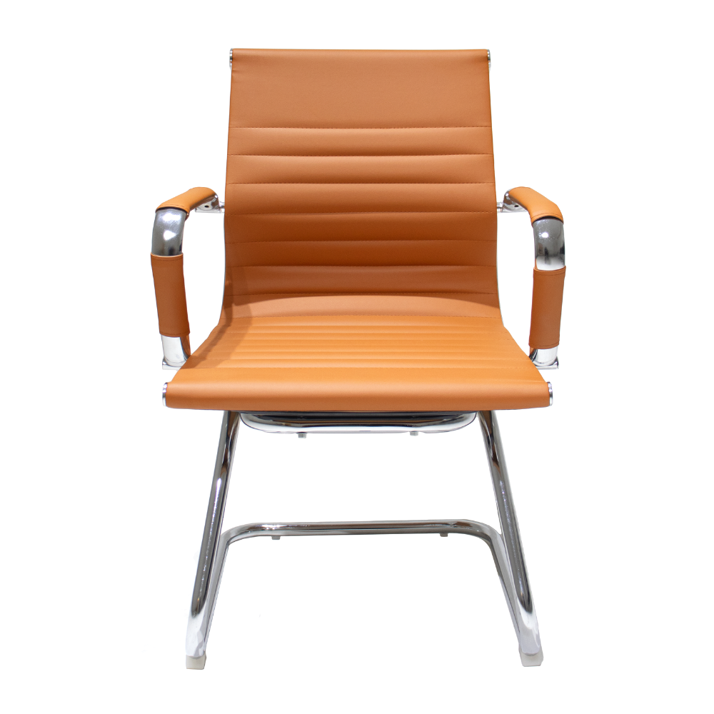 Cadeira De Escritório Interlocutor Fixa Baixa Stripes Esteirinha Charles Eames Eiffel Caramelo - 2