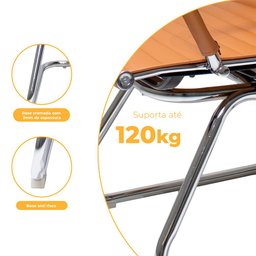 Cadeira de Escritório Interlocutor Fixa Baixa Stripes Esteirinha Charles Eames Eiffel Caramelo - 5